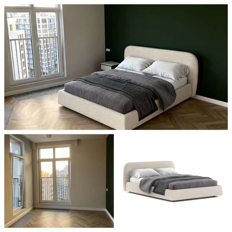 Пример примерки декора в интерьере - картины и аксессуары в комнате